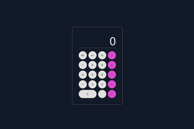 Screenshot of the calculator project